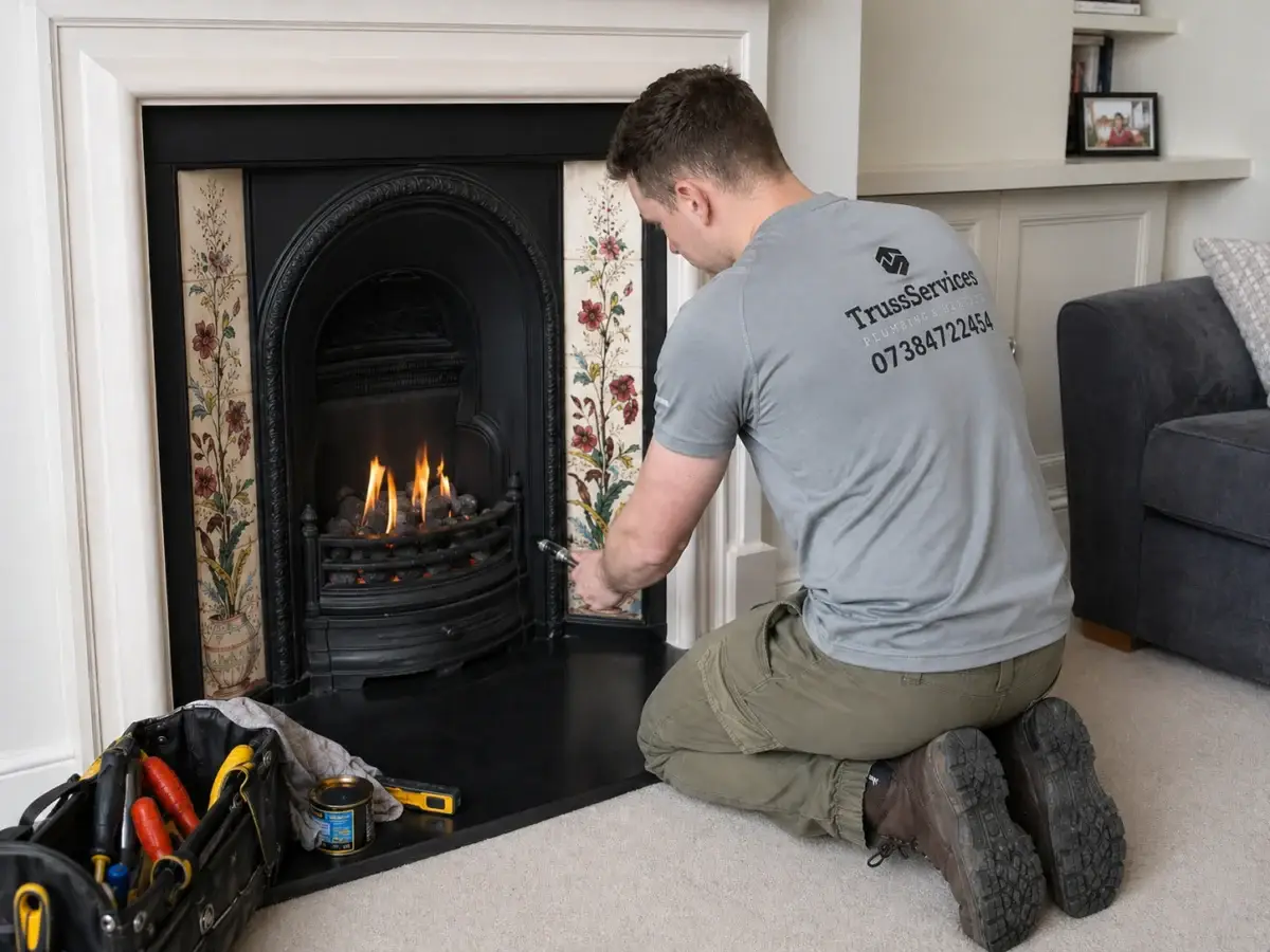 David inspecting a fire after service